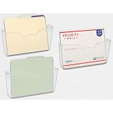 Simple Houseware Clear Wall Mount Single Pocket Hanging File Holder, 3-Pack | Wall File Holder Organizer for Paper and Documents