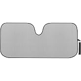 Motor Trend Gray Accordion Folding Car Windshield Sun Shade - Blackout Sun Visor for Car Windshield - Foldable Jumbo Sunshade and Front Window Truck Sun Screen for UV Sun Protection - 66 x 27