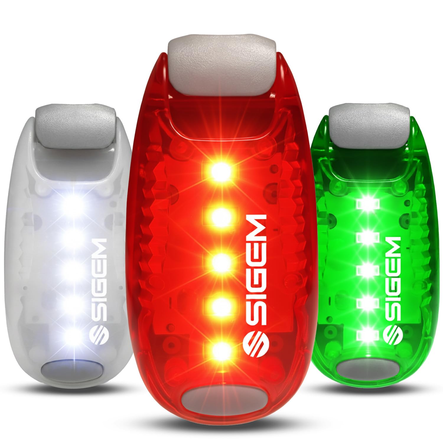 SIGEM LED Safety Lights (3 Pack) + Extra Bonus Items, Clip on Flashing Strobe Light, High Visibility for Running Jogging Walking Cycling for Kids Dogs Bicycle Helmet Bike Tail light