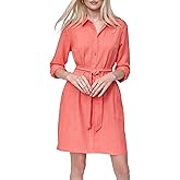 DKNY Womens Long Sleeve Collared Tie Fit & Flare Mini Dress