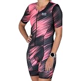 Zoot Women's Ltd Tri Aero Full-Zip Racesuit | Short Sleeve Aerodynamic Cycle Race Swim Bike Run Tri Suit with Pockets UPF 50+ Fabric