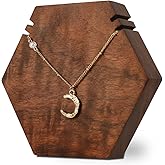GemeShou Wood necklace holder stand, Retail hanging necklace organizer, Walnut necklace display stands for selling, jewelry stand necklace holder【Hexagon Necklace holder-Small】