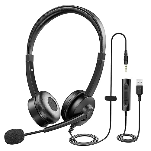 USB Headset with Noise Cancelling Jack Computer
