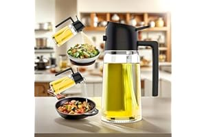 Oil Sprayer for Cooking, 2 in 1 Spray & Pour Olive Oil Dispenser for Kitchen, 16oz/470ml Premium Glass Bottle, Kitchen Gadget