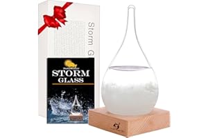 FUNOHYE Storm Glass Weather Station - Cloud Storm Crystal Weather Forecast Bottle |Water Drops for Home and Office | Creative Stylish Decorative Desktop Weather Predictor | Weather Instrument(Small)