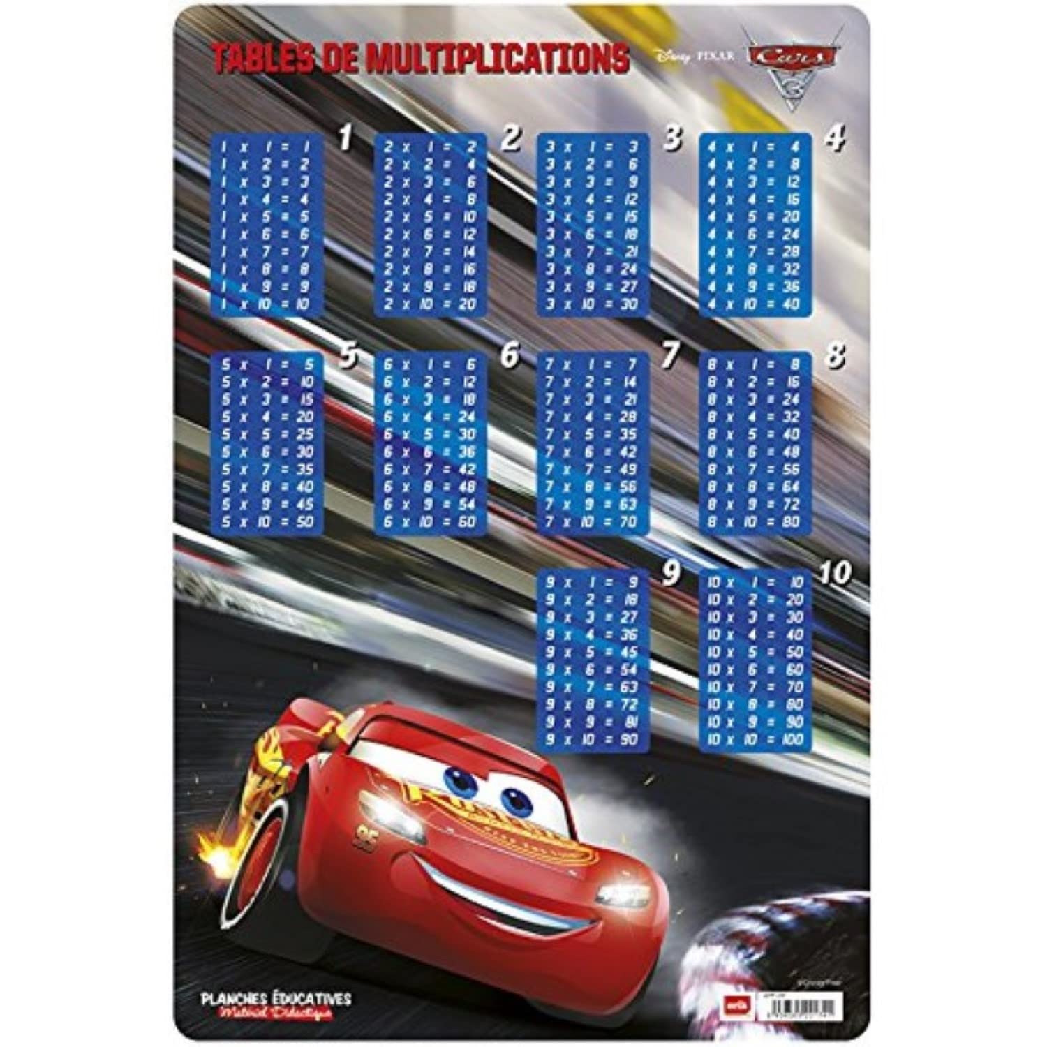 Grupo Erik editores-Lamina Educational Frances Table de Multiplication Cars 3