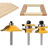 Exqutoo 3PCS 1/4" Shank Router Bit Set, Raised Panel Cabinet Door Making Router Bits, Cemented Carbide Router Bits, Woodworki