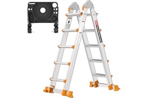 Valeo Ladder 17 FT, A Frame 5 Step Ladder Extension,Multi Position & Storage Folding Ladder, 330 lbs Security Load Telescoping Ladders for Stairs Home Indoor Outdoor Roof
