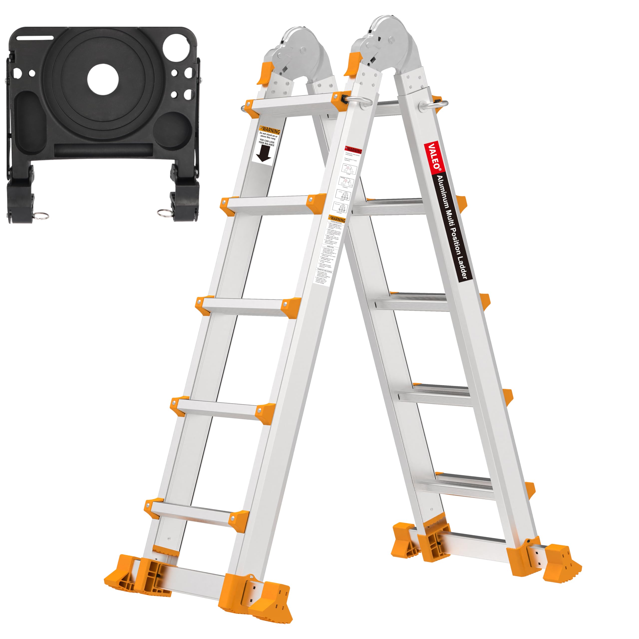 Photo 1 of Valeo Ladder 17 FT, A Frame 5 Step Ladder Extension,Multi Position & Storage Folding Ladder, 330 lbs Security Load Telescoping Ladders for Stairs Home Indoor Outdoor Roof