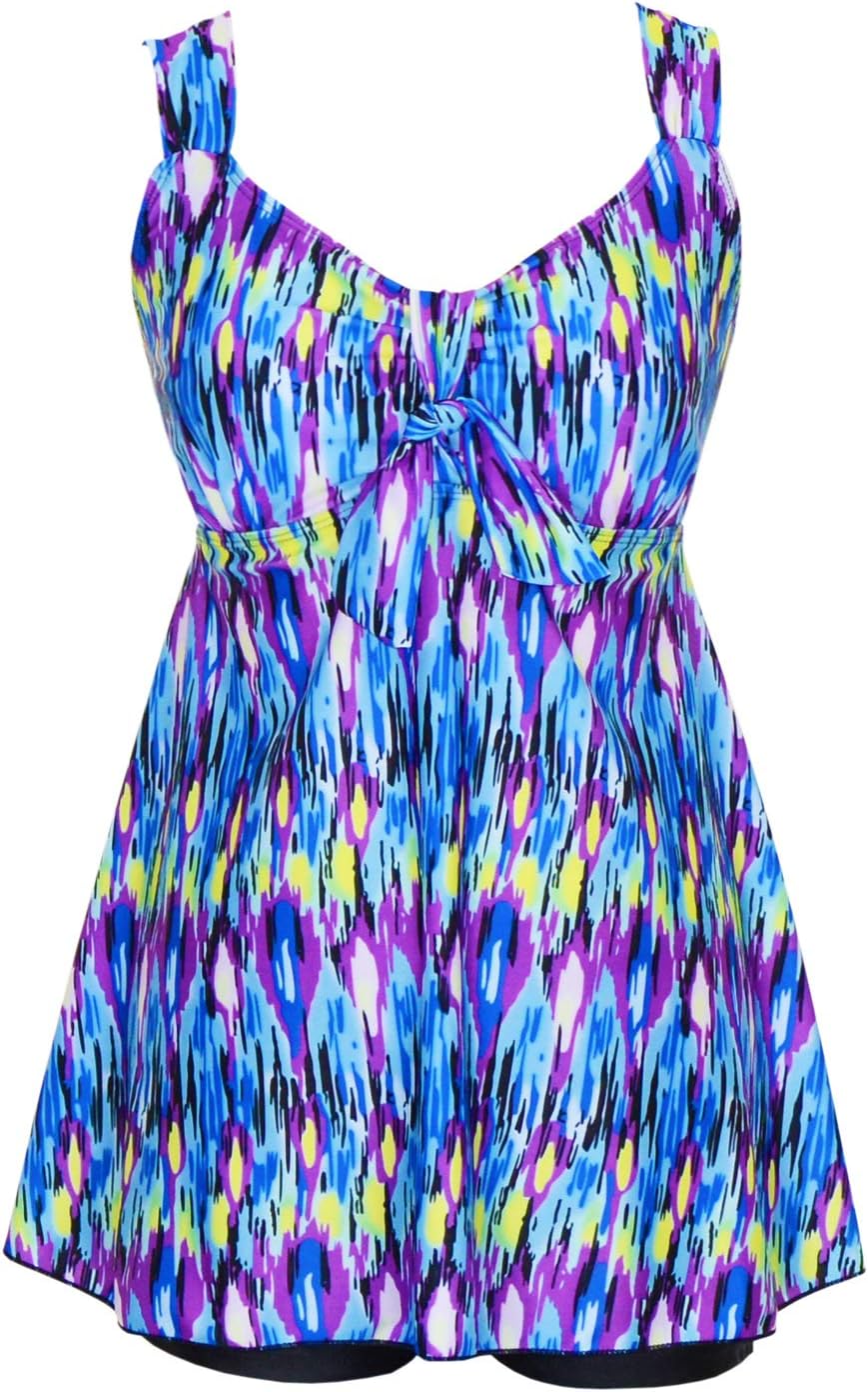 Women's Tankini Swimdress Plus Size Swimsuits for Women Tummy Control Swimwear Two Piece Bathing Suit