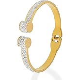 Frigotine Cubic Zirconia Cuff Bangle Classic Bracelets for Woman, Sparkly Rhinestones Bangle