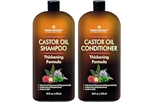 FIRST BOTANY Castor Oil Shampoo and Conditioner - An Anti Hair Loss Set Thickening formula For Hair Regrowth, Anti Thinning Sulfate Free For Men & Women Anti Dandruff Treatment - 16 oz