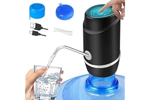 CHIVENIDO Water Bottle Pump - Water Pump for 5 Gallon Bottle - USB Charging Automatic Drinking Water Pump with Reusable Water Bottle Cap Universal Fit for Home, Office and Outdoor (Black)