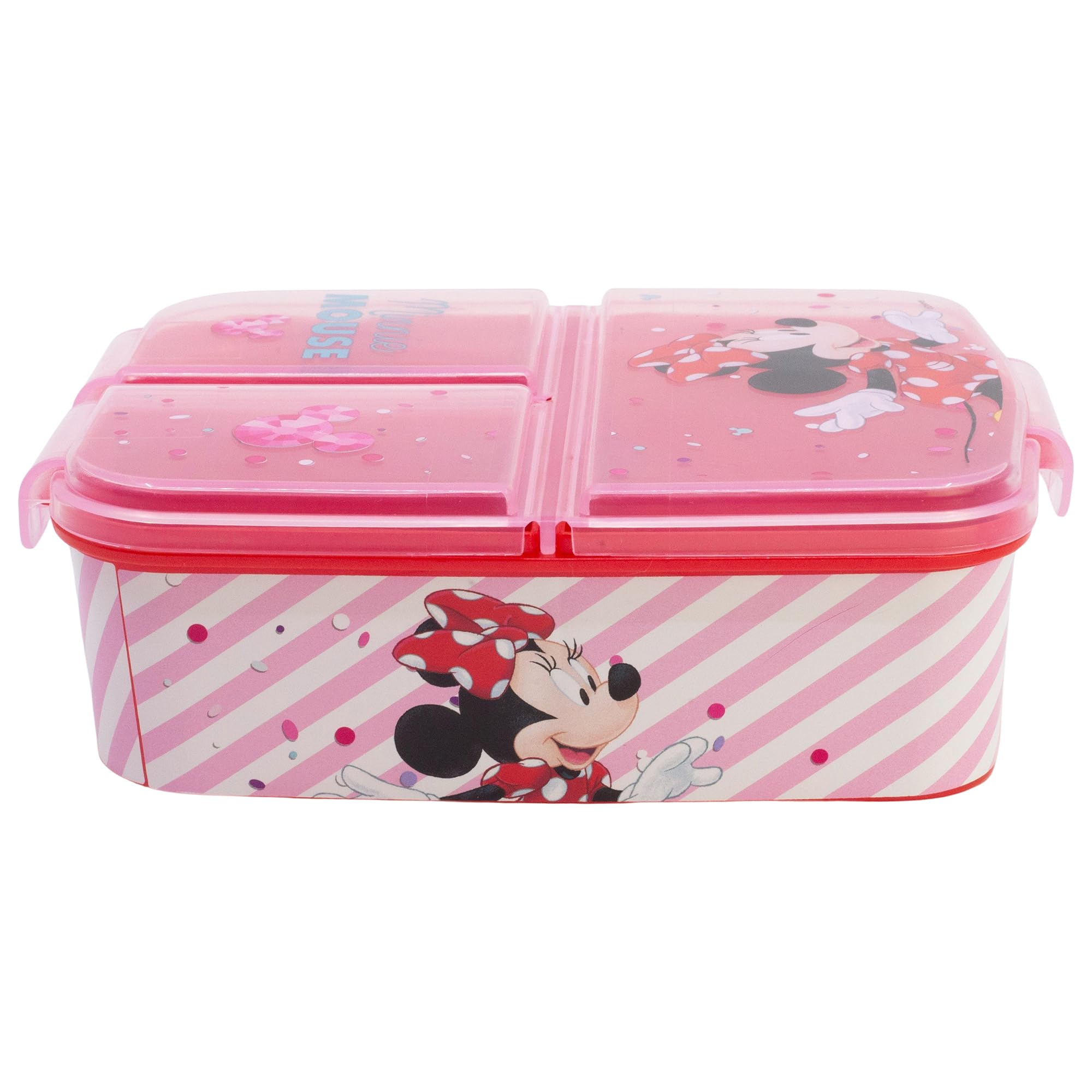 Minnie Mouse (Disney) 3 Compartments Kids Sandwich Box - Snack Box - Decorated Lunch Box, 1 piece (1 pack), Minnie Mouse - Disney