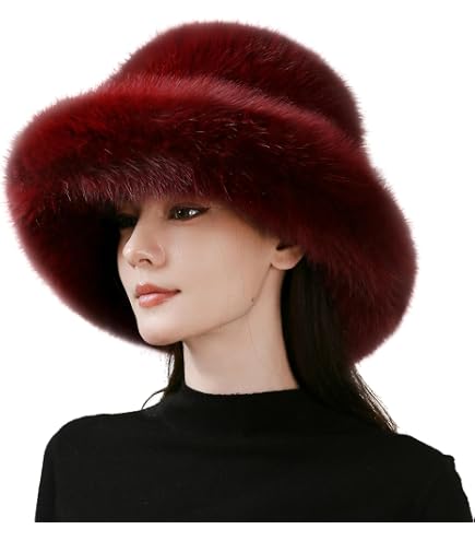 Lina & Lily Oversized Winter Faux Fur Bucket Hat for Women  display picture 3