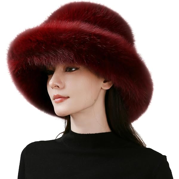 Women\'s Royal Blue Oversized Winter Long Pile Fur Wide Moldable Brim Warmer Cap Big Oversized Fluffy Faux Fur Bucket Hats for Women Luxury  main image 2