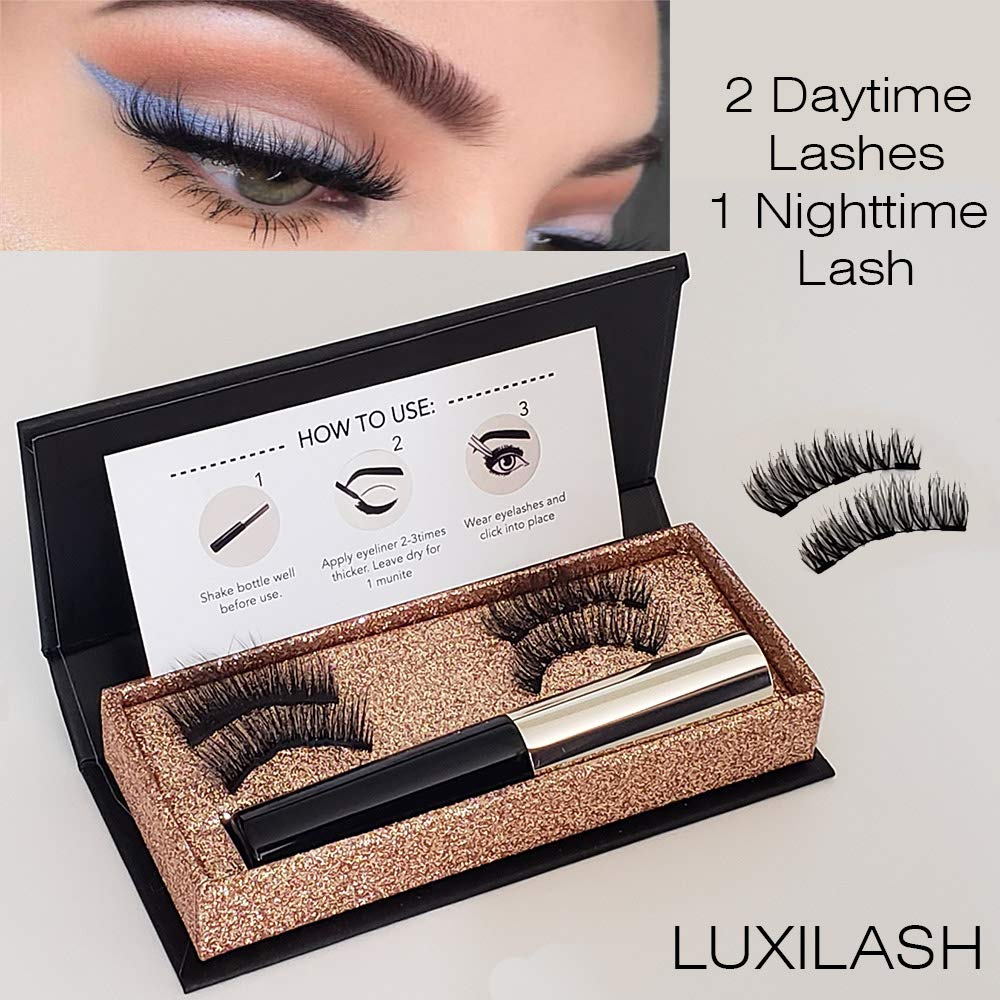 LUXILASH Magnetic Eyelash and Eyeliner Kit | Reusable Silk | Natural Look | Day and Night | No Glue | 6 Pieces | Ultra Soft