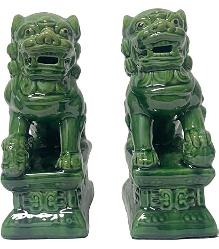 Amazon.com: Siunwdiy Ceramic Chinese Fu Dog Statues - Golden