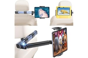 TRYONE Tablet Holder Car Headrest Backseat Mount:[3 in 1 Long Arm ] Headrest Tablet Holder Fit iPad Car Mount Travel Accessory Car Tablet Holder Back Seat for Kids Adults Universal for All 4.7-12.9" Devices