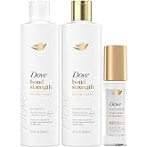 Dove Bond Strength Shampoo & Conditioner Set + Hair Serum Bundle – Repair Treatment for Damaged and Frizzy Hair (3 Piece Set)