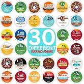 Brand Name Variety Pack Coffee Pods K Cup Sampler Flavored, Dark, Medium &amp; light Roast. All the Top Brands and Many More&mdash;for Keurig Brewers&mdash;1 box (30 Unique Pods)