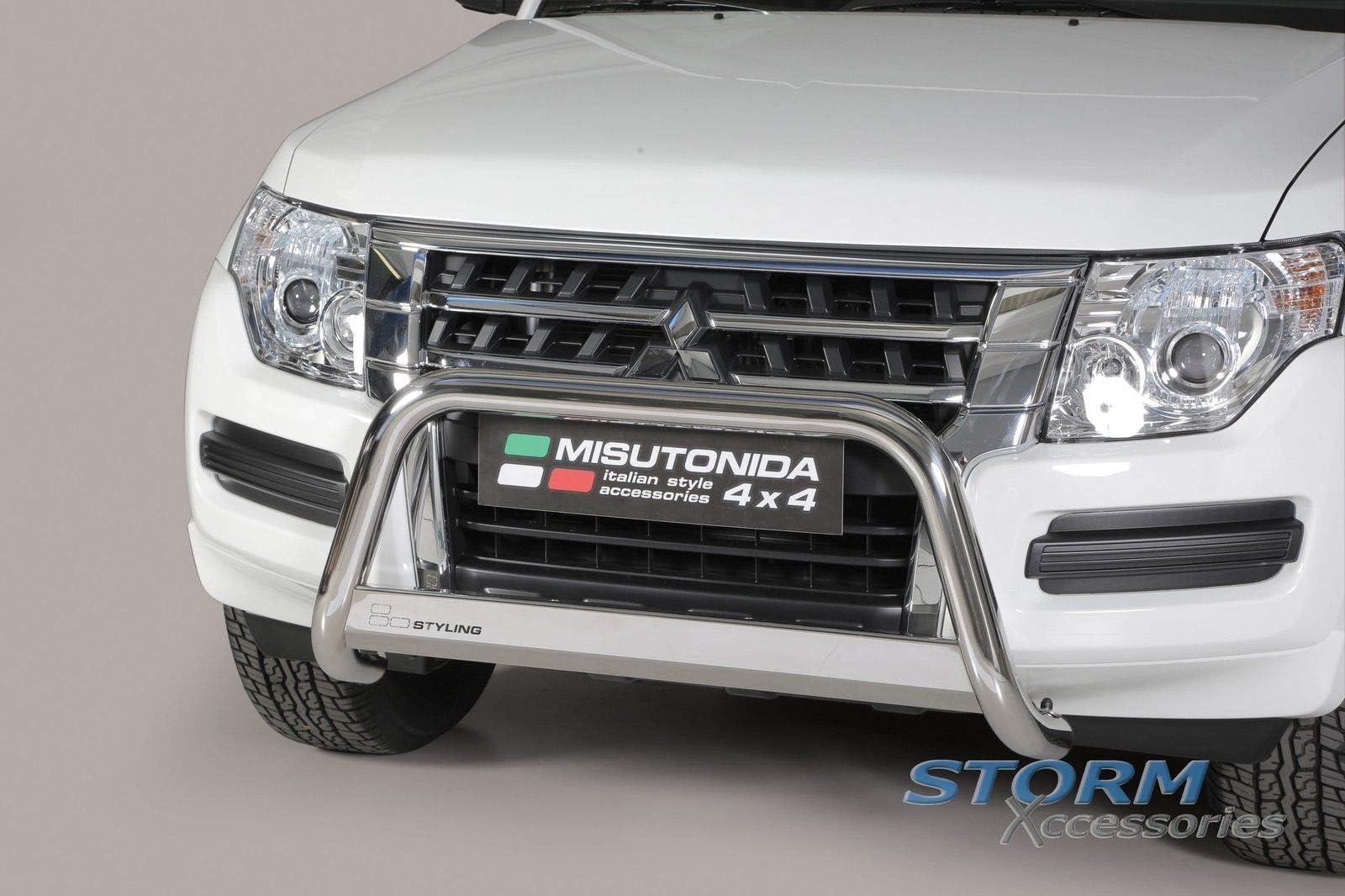MISUTONIDA SHOGUN/PAJERO (2015 ON) EC Approved Stainless Steel Front A-Bar, Bull Bar, Nudge Bar - 63MM