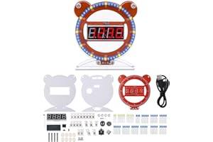 BANRIA Soldering Practice Kit,4-Digit Alarm Clock Kit with LED Flashing Lights,Cute Bear Shaped DIY Clock Electronic Kit for DIYer College High School Learning