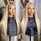 JPIKAQIU Ash Blonde Lace Front Wigs Pre Plucked Long Straight Lace Front Wig Natural Hairline Ash Blonde Colored Synthetic Lace Front Wigs for Women Heat Resistant Fiber Hair