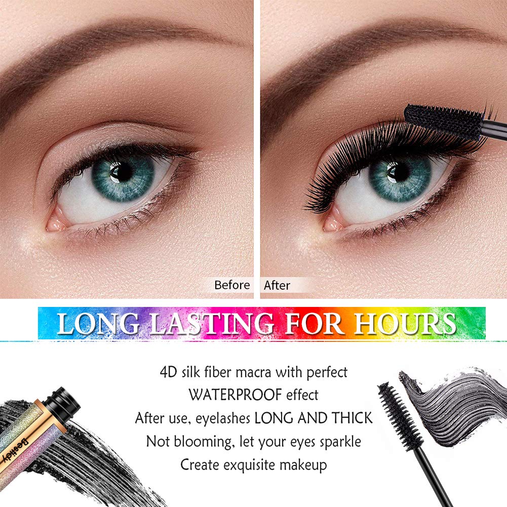 4D Silk Fiber Lash Mascara, Natural Waterproof Smudge-proof Mascara, Natural Thickening Lengthening Mascara No Clumping, No Smudging Lasting All Day : Beauty