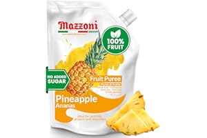 Mazzoni Pineapple Juice Puree, 100% Pure Pineapple Juice Mix, Just Fruit, No Sugar Added, Mixer for Cocktails, Drinks, Smoothies, Make Healthy Pinacoladas, Convenient Pouch, Made in Italy, 2.2 lbs (35.2 oz)