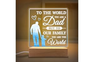 KITCHENVOY You are The World Acrylic Night Light Gifts for Dad on Fathers Day, Christmas, Birthday from Son, Daughter
