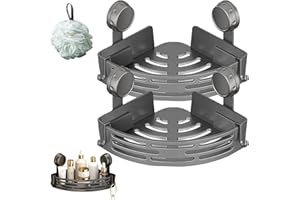 Triangle Suction Cup Shower Caddy, No-Drill Bathroom Suction Storage Box, ABS and Heightened Design, Corner Shower Caddy Suct