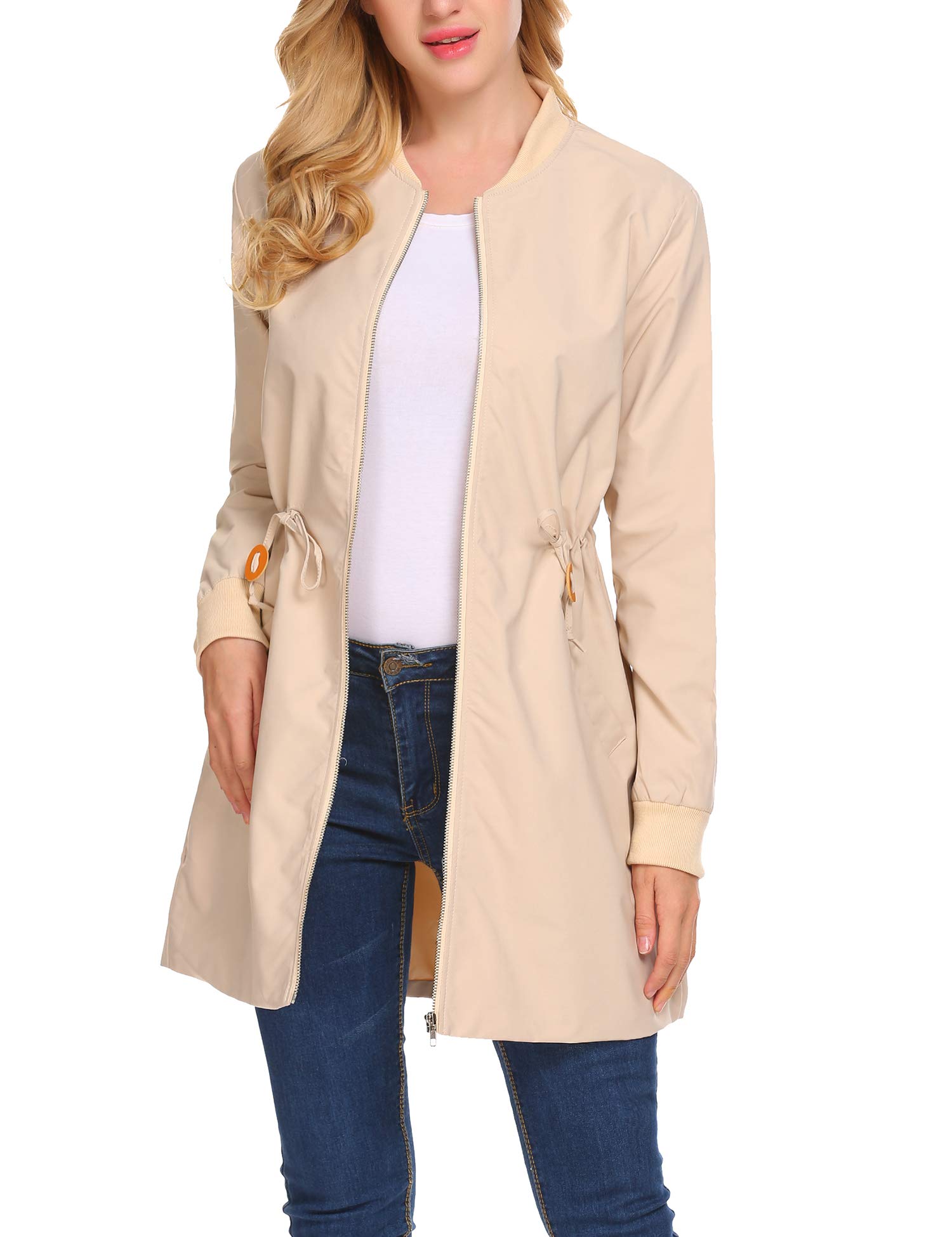 ELESOL Women\'s Military Anorak Utility Classic Safari Zipper Jacket with Pockets Khaki/S