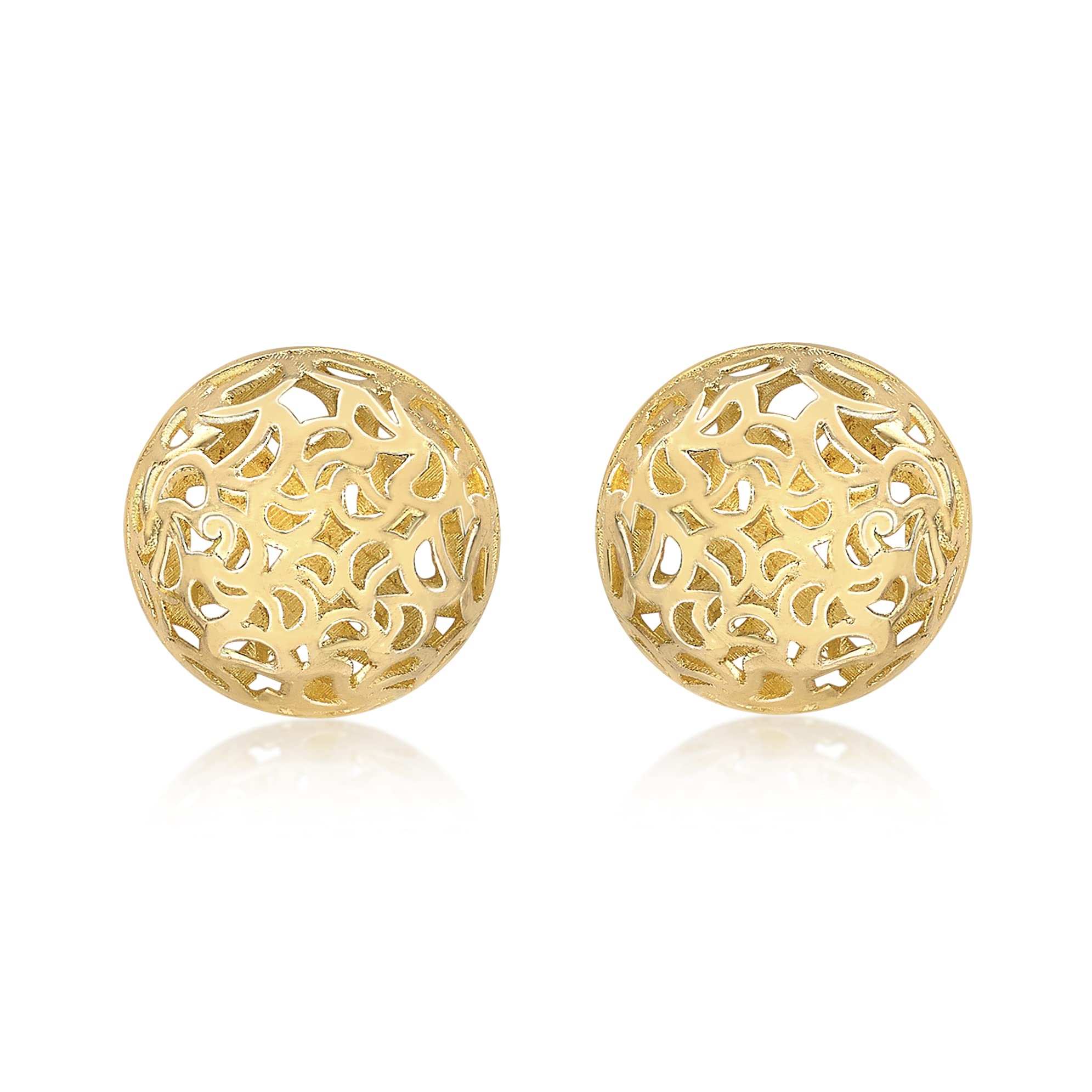 CARISSIMA Women's 9 ct Yellow Gold Filigree Half Ball Stud Earrings