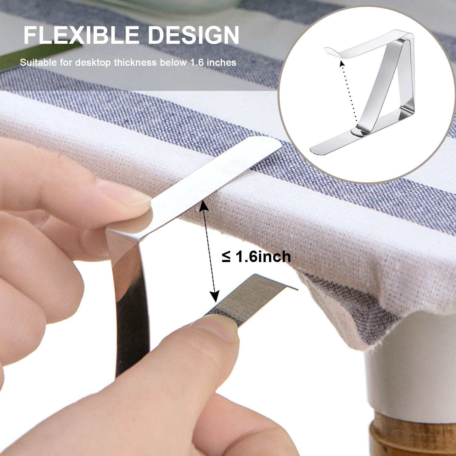 HOOSUN Tablecloth Clips 30 Packs Stainless Steel Picnic Table Cover Clamps for Kitchen Dining Party Outdoor Wedding and Picnics, Table Cloth Holder & Skirt Clips: Kitchen & Dining