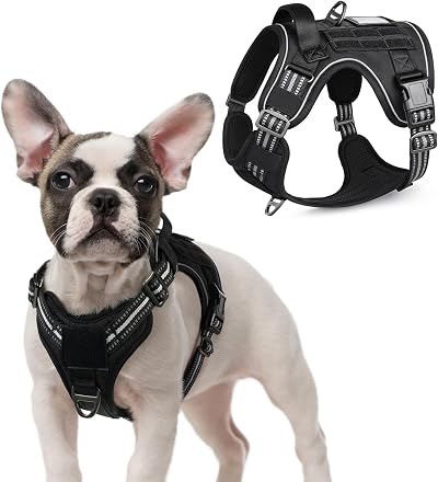 rabbitgoo Dog Harness Small Tactical Adjustable Molle Panel Reflective Vest