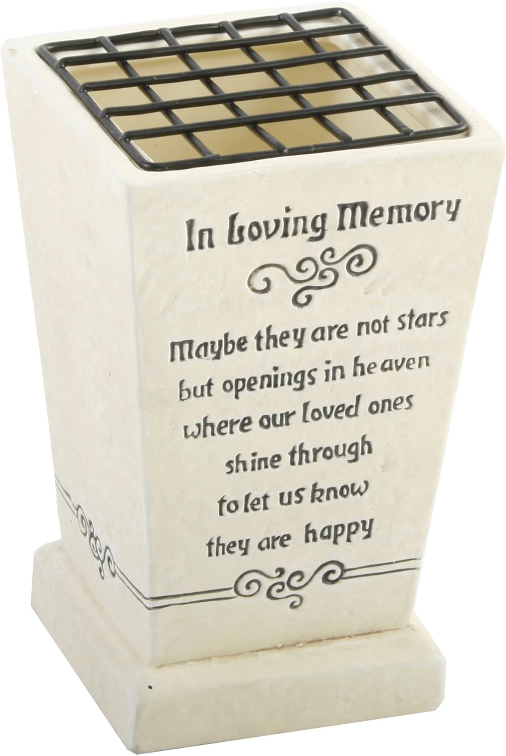 Graveside Memorial Flower Pot Antique Cream"In Loving Memory" Amazon