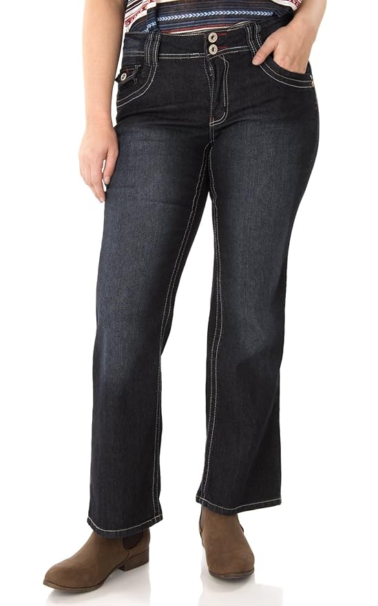 Angels Jeans Juniors Plus Size Double Button Short Inseam Bootcut Jeans