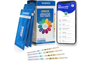 DIAGNOX HEALTH Multi-Parameter Urine Test Strip for Urinary Tract Infection UTI | Individually Packed, Clinically Tested with Mobile App | Medical Grade Urinalysis at Home | 20 Pack