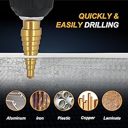 WORTURE Step Drill Bits, 3PCS Titanium High Speed
