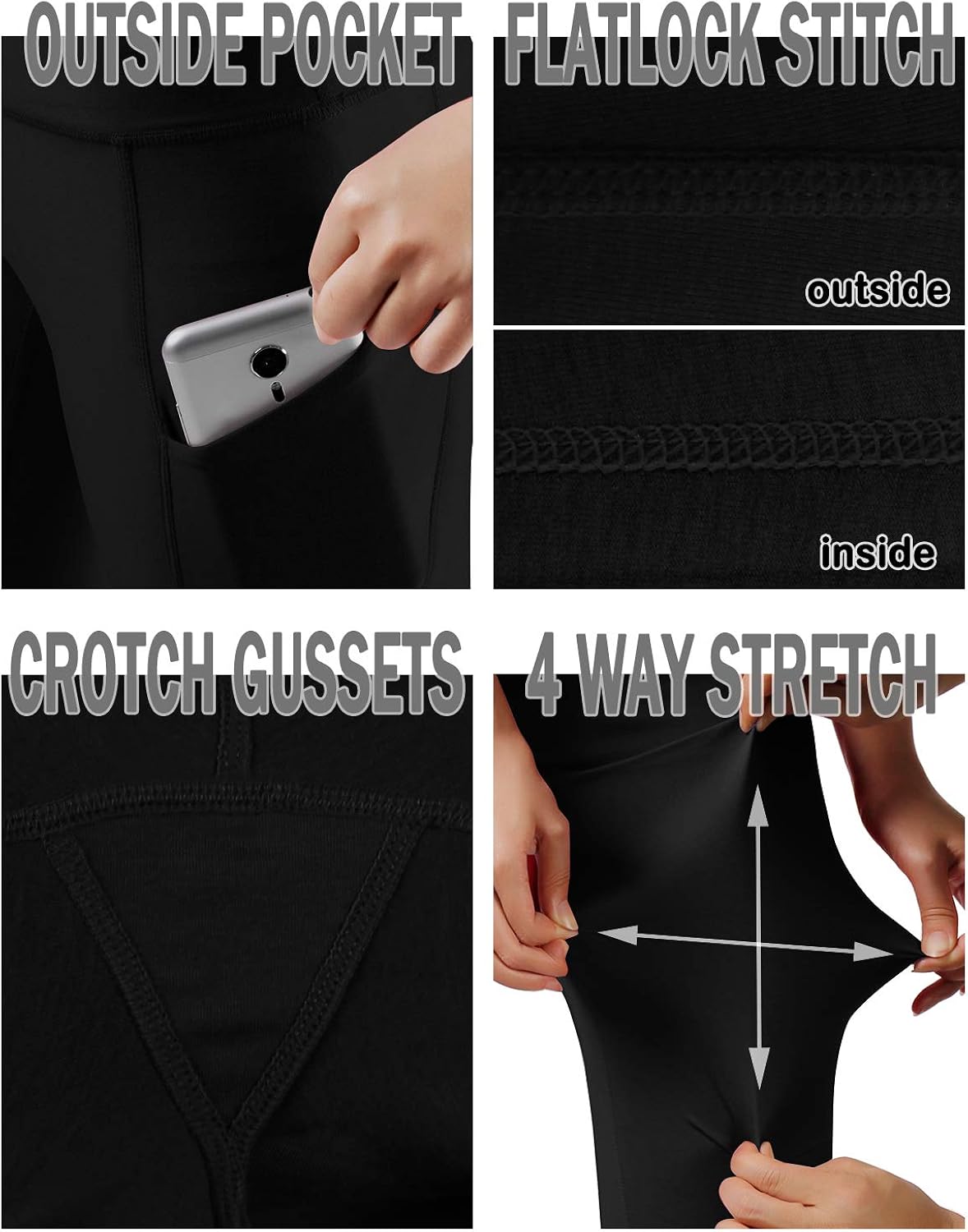 ODODOS Out Pocket High Waist Yoga Pants,Tummy Control,Pocket Workout Yoga Pant: Clothing