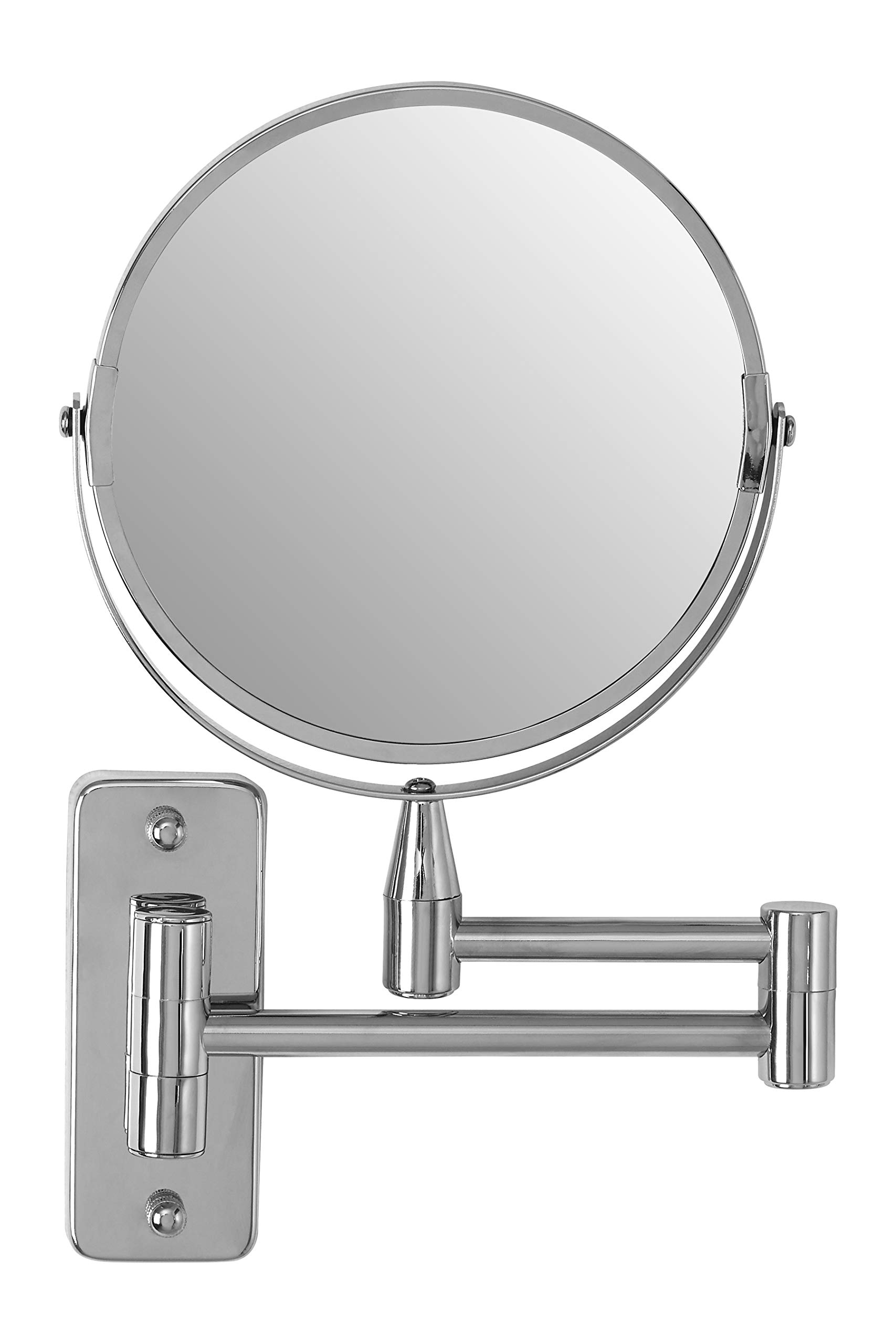 Premier Housewares Extendable Wall Mirror, Bathroom, Shaving, Chrome Iron, Round - Silver