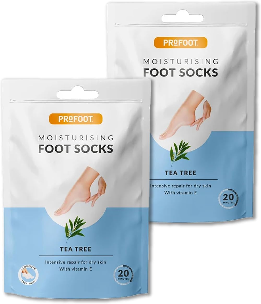 PROFOOT Moisturising Foot Mask 2 Pack Intensive Repair Tea Tree Vitamin E