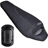 Mummy Sleeping Bag for Adults, 36&deg;F Comfort, Backpacking Sleeping Bags | 250GSM hollow-fiber fill, 40D water-resistant nylon and compression sack for spring/fall backpacking and family camping