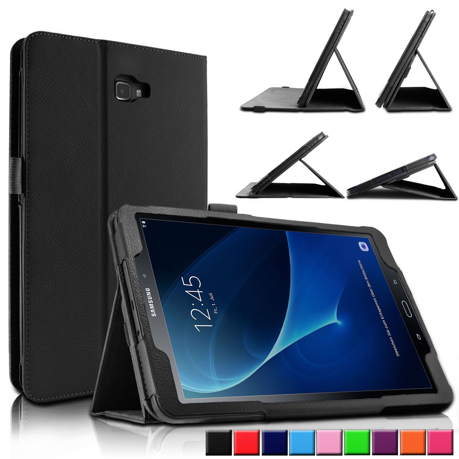 INFILAND Samsung Galaxy Tab A Case 10.1, Slim Folio Case compatible with Samsung Galaxy Tab A 10.1 inch (T580N/T585N) 2016 Tablet (with Auto Sleep&Wake Function),Black