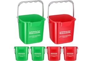 ROSHTIA 6 Pcs 6 Quart Cleaning Bucket Small Sanitizing Square Bucket Detergent Pail for Home Commercial Restaurant Kitchen Office School (Red, Green)