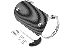 ZSDTRP Exhaust Heat Shield Muffler Pipe Heat Cover Protector Guard Imitation Carbon Fiber Stainless Steel for Motorcycle Moped Pit Dirt Bike ATV Scooter (H)