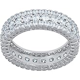 Jewels By Lux Sterling Silver Womens Cubic-Zirconia Fashion Bridal Anniversary Wedding Engagement Band Ring