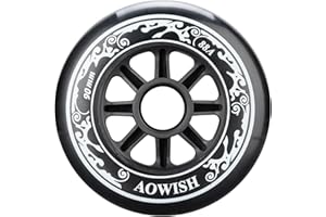 AOWISH 90mm Speed Inline Skate Wheels 90 mm Roller Blades Wheel 88A Outdoor Speed Skating Shoes Replacement Wheels, Black, Se