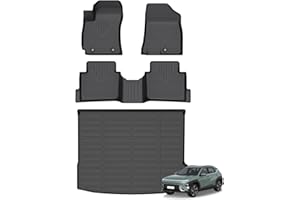 AZYT® Floor Mats & Cargo Liner Set for 2024 2025 2026 Hyundai Kona (Not for Electric Models) All Weather Automotive TPE Floor Liners Set Anti-Slip Waterproof Accessories - Black
